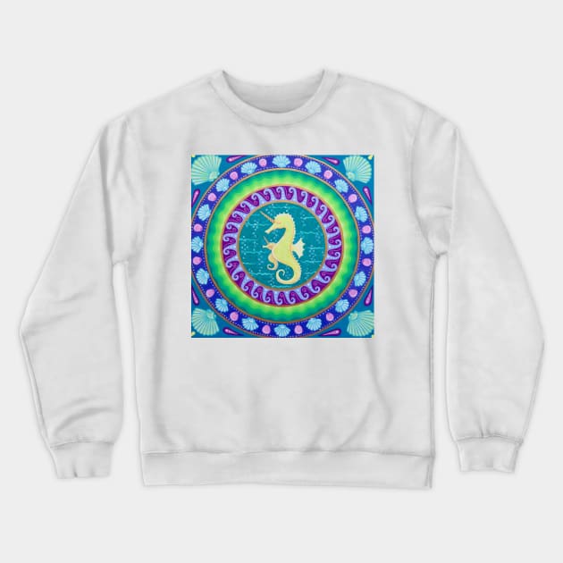 Magical Unicorn Seahorse Crewneck Sweatshirt by SoozieWray